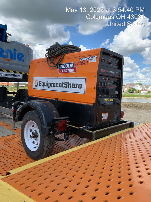 2021 Lincoln Electric Vantage 322 Vantage 322 Ready Pak 3 w/ Decals, ORANGE (includes trailer, cable rack, fender light kit) NO Telematics