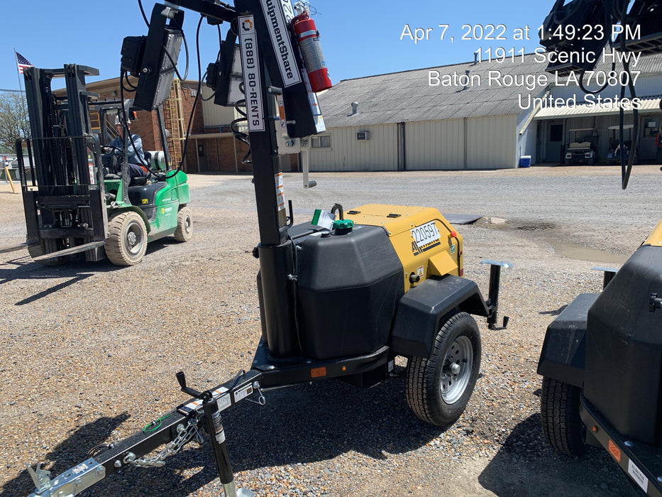 2022 Allmand NLV3GR (4) LED Light Fixture 350W, 23' Vertical Mast, 3kW Prime, Towable, Deep Sea L401, Leveling Jacks, Yanmar T4F 5.8hp