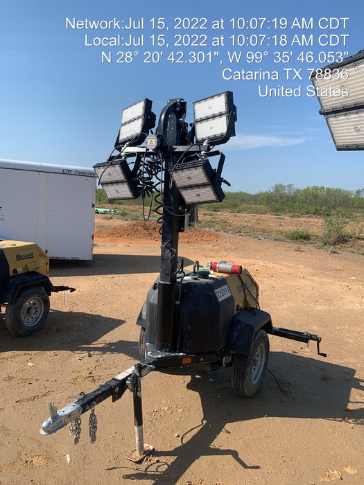 2022 Allmand NLV3GR (4) LED Light Fixture 350W, 23' Vertical Mast, 3kW Prime, Towable, Deep Sea L401, Leveling Jacks, Yanmar T4F 5.8hp