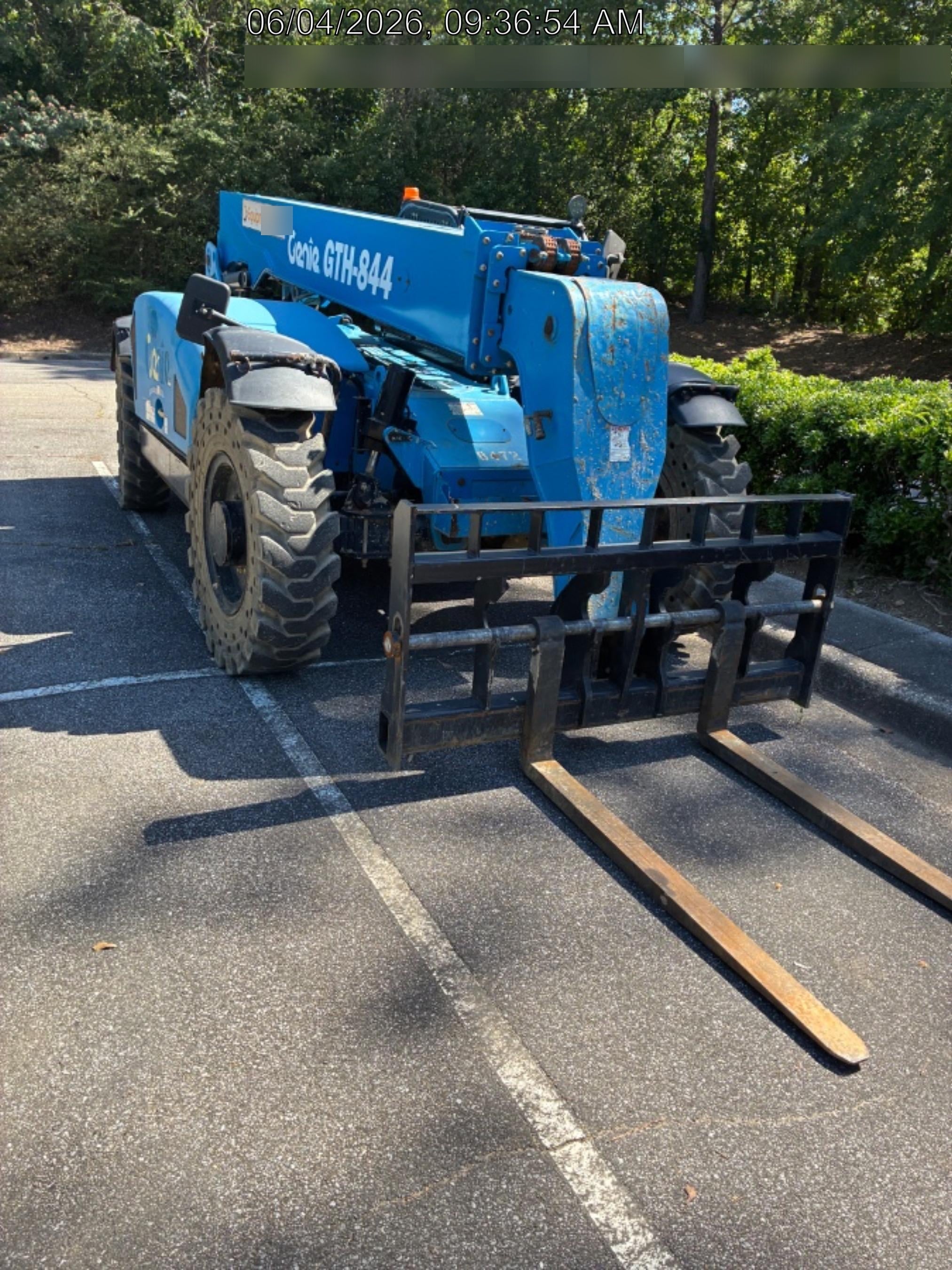 2018 Genie GTH-844 Genie GTH-844D w/Open ROPS, Solid Tires, Work Light/Beacon, 60" Carriage and Forks
