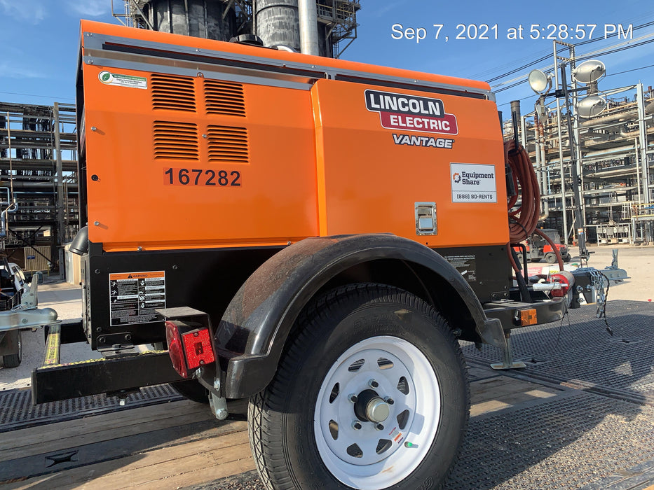 2021 Lincoln Electric Vantage 322 Vantage 322 Ready Pak 3 w/ Decals, ORANGE (includes trailer, cable rack, fender light kit) NO Telematics