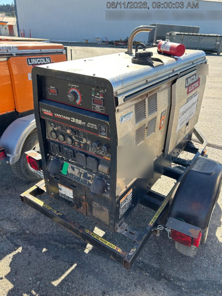 2019 Lincoln Electric Vantage 322 Welder Ready-Pak 3, Two wheel trailer, Fender and Light kit, Cable Rack