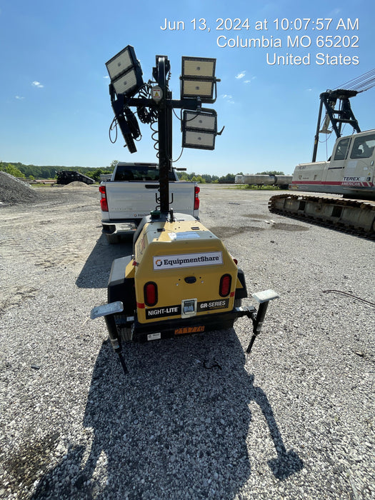 2022 Allmand NLV3GR (4) LED Light Fixture 350W, 23' Vertical Mast, 3kW Prime, Towable, Deep Sea L401, Leveling Jacks, Yanmar T4F 5.8hp