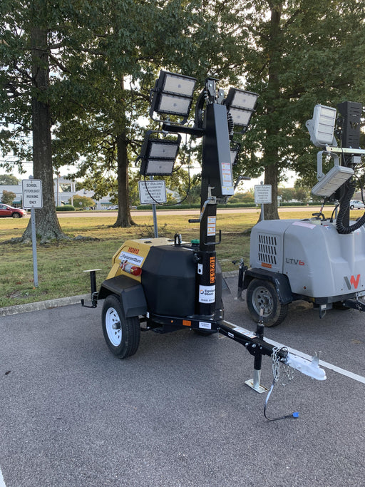 2021 Allmand NLV3GR (4) LED Light Fixture 350W, 23' Vertical Mast, 3kW Prime, Towable, Deep Sea L401, Leveling Jacks, Yanmar T4F 5.8hp