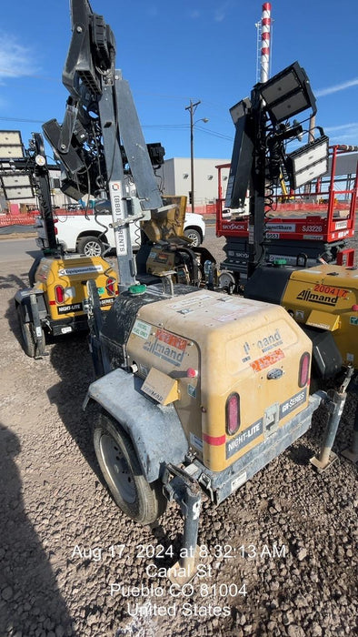 2022 Allmand NLV3GR (4) LED Light Fixture 350W, 23' Vertical Mast, 3kW Prime, Towable, ES Decals, T3