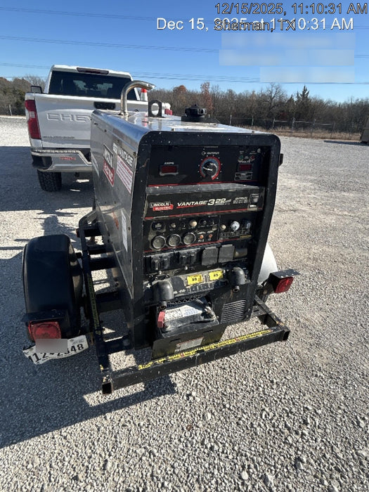 2019 Lincoln Electric Vantage 322 Ready-Pak 3, Two Wheel Trailer, Fender and Light Kit, Cable Rack