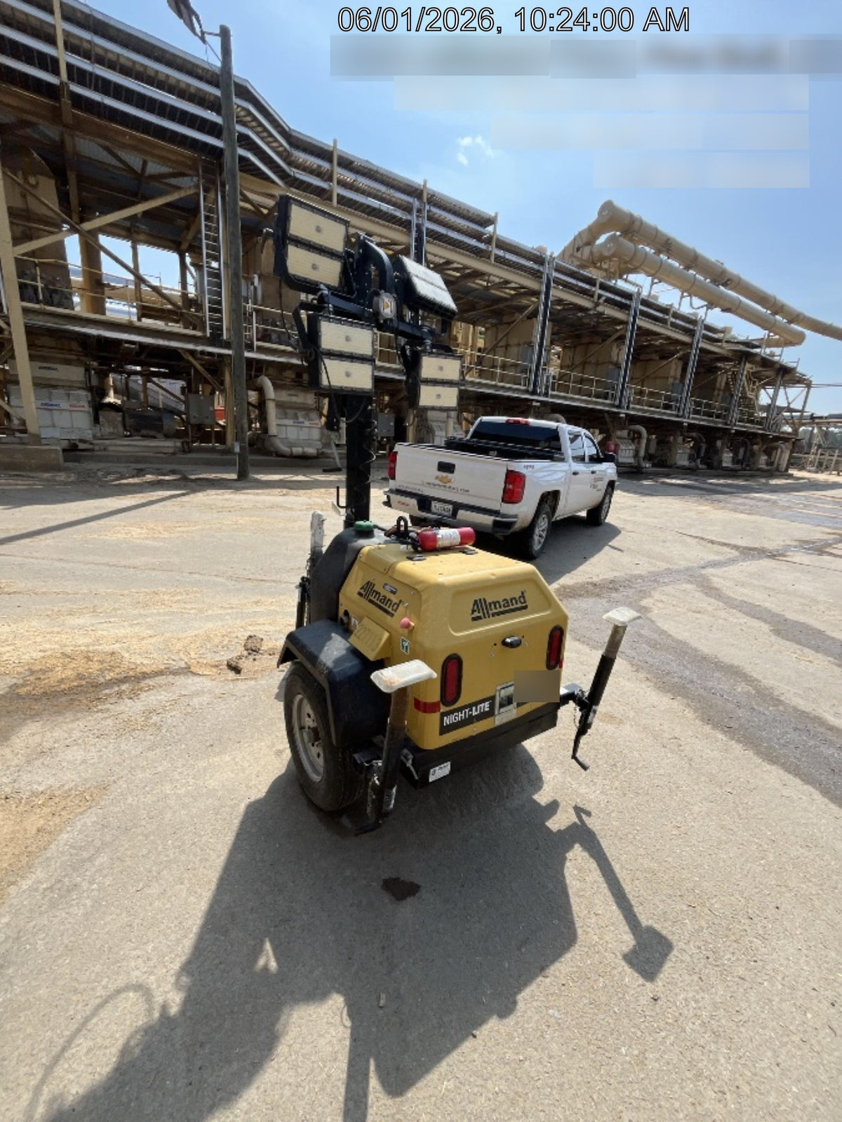 2022 Allmand NLV3GR (4) LED Light Fixture 350W, 23' Vertical Mast, 3kW Prime, Towable, Deep Sea L401, Leveling Jacks, Yanmar T4F 5.8hp