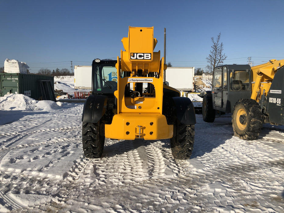 2020 JCB 510-56 Cab/Heat/Air, 74 HP, Solid Tires, STD Worklight, Beacon, Aux Hydraulics, Lifting Eye, Back up Alarm w/66" Carriage/60" Forks