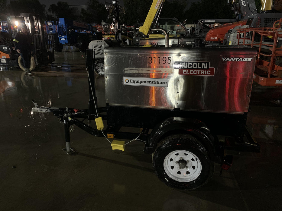 2019 Lincoln Electric Vantage 322 Welder Ready-Pak 3, Two wheel trailer, Fender and Light kit, Cable Rack