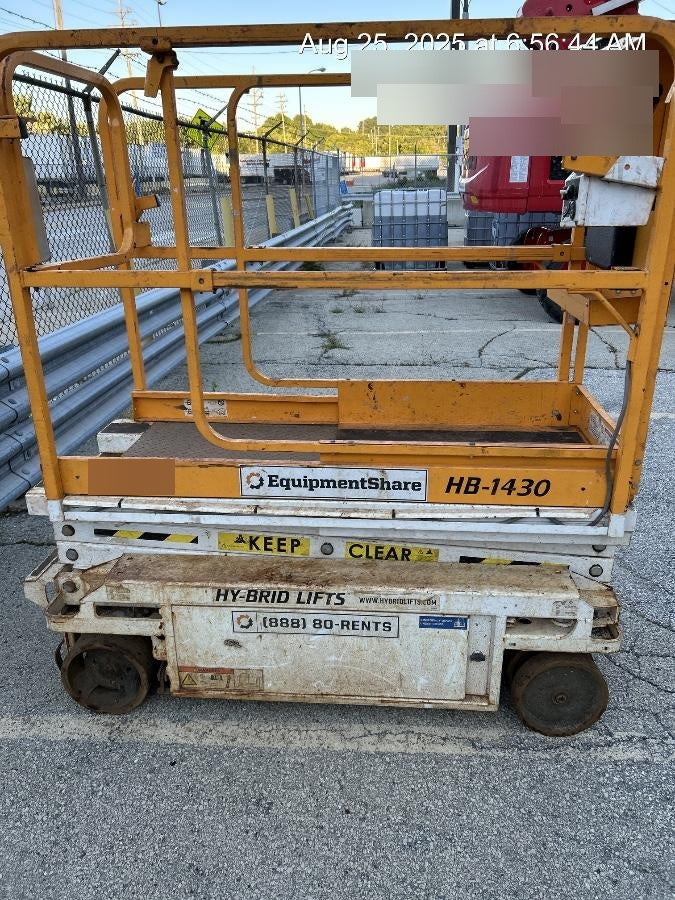 Custom Equipment HB-1430 Hy-Brid Scissor Lift
Platform capacity up to 670 lbs
Working height up to 20 ft
Weighs under 1,700 lbs
Non-marking wheels