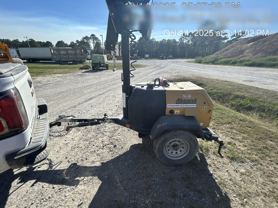 2022 Allmand NLV3GR (4) LED Light Fixture 350W, 23' Vertical Mast, 3kW Prime, Towable, Deep Sea L401, Leveling Jacks, Yanmar T4F 5.8hp