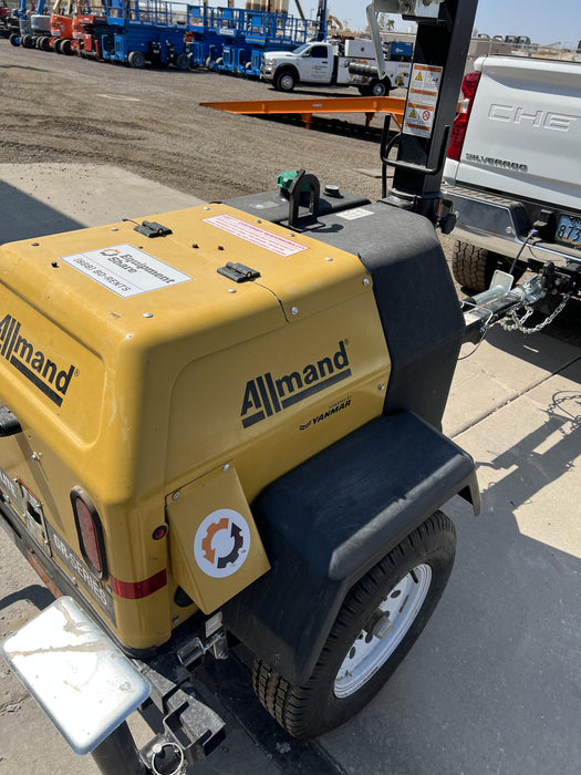 2021 Allmand NLV3GR (4) LED Light Fixture 350W, 23' Vertical Mast, 3kW Prime, Towable, Deep Sea L401, Leveling Jacks, Yanmar T4F 5.8hp