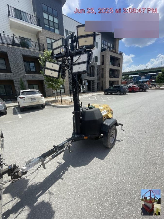 2022 Allmand NLV3GR (4) LED Light Fixture 350W, 23' Vertical Mast, 3kW Prime, Towable, Deep Sea L401, Leveling Jacks, Yanmar T4F 5.8hp