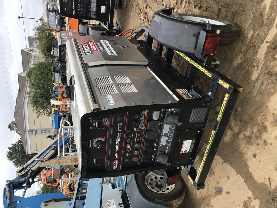 2019 Lincoln Electric Vantage 322 Welder Ready-Pak 3, Two wheel trailer, Fender and Light kit, Cable Rack