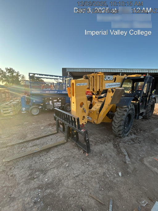 2019 JCB 510-56 74 HP w/Open ROPS, Beacon, Aux Hydraulics, Worklights, Solid Tires w/60" Carriage/Forks