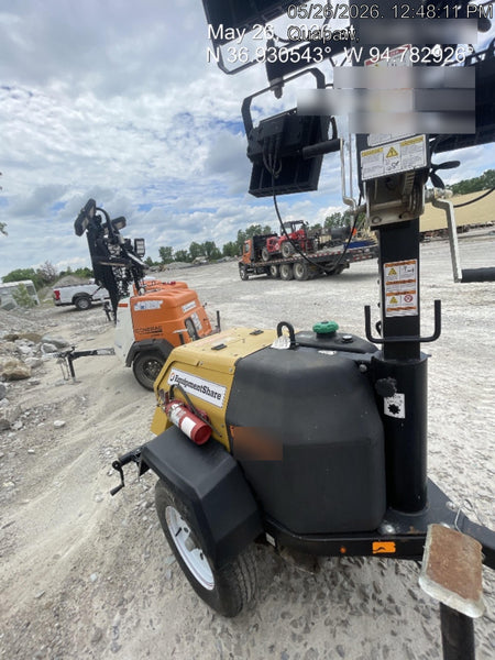 2022 Allmand NLV3GR (4) LED Light Fixture 350W, 23' Vertical Mast, 3kW Prime, Towable, Deep Sea L401, Leveling Jacks, Yanmar T4F 5.8hp
