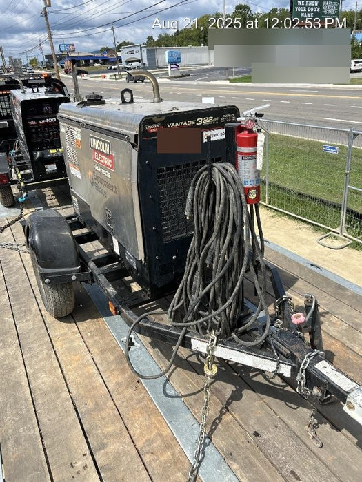 2019 Lincoln Electric Vantage 322 Welder Ready-Pak 3, Two wheel trailer, Fender and Light kit, Cable Rack