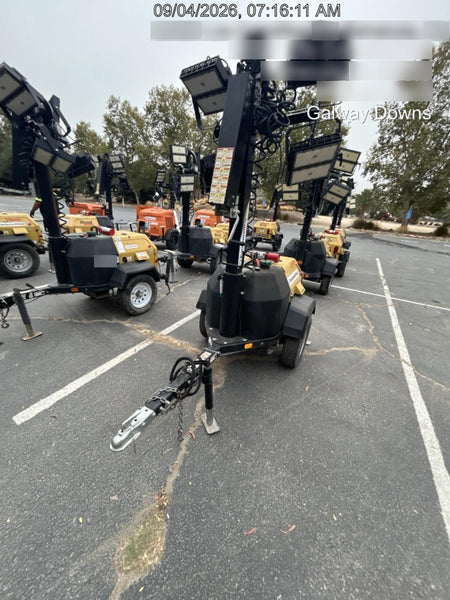 2022 Allmand NLV3GR (4) LED Light Fixture 350W, 23' Vertical Mast, 3kW Prime, Towable, ES Decals, T3