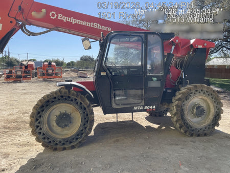 2019 Manitou MTA8044 74hp T4F, Cab/Heat/Air, Cab and Boom LED work lights, Auxiliary Hydraulics, Solid Tires, Amber strobe, Lift Hook 66" Carriage, 60" Forks