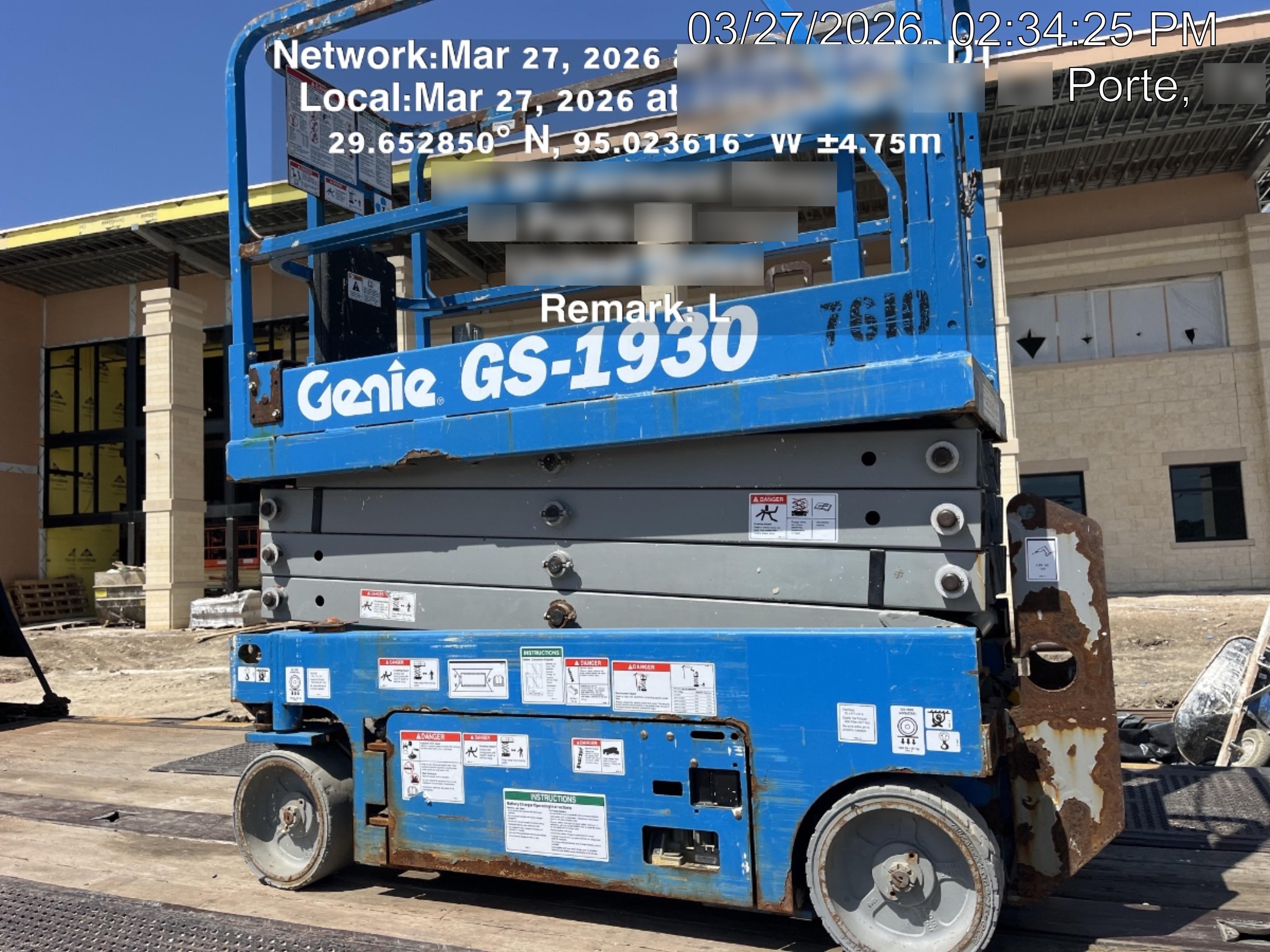 2017 Genie GS-1930 Genie GS-1930 Lift w/Fixed Rail and Chain Entry