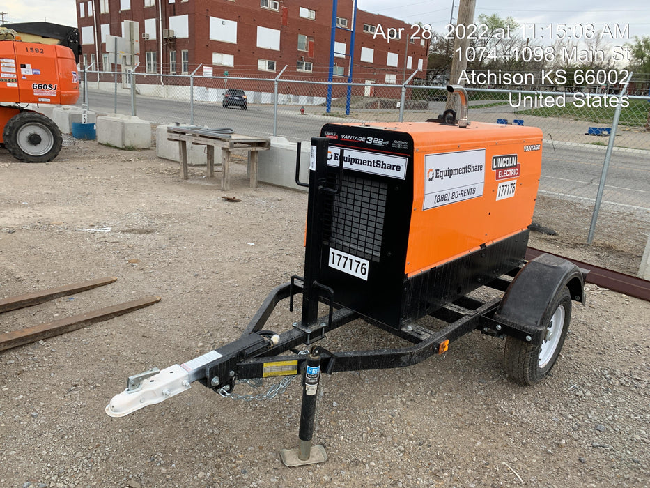 2021 Lincoln Electric Vantage 322 Vantage 322 Ready Pak 3 w/ Decals, ORANGE (includes trailer, cable rack, fender light kit) NO Telematics