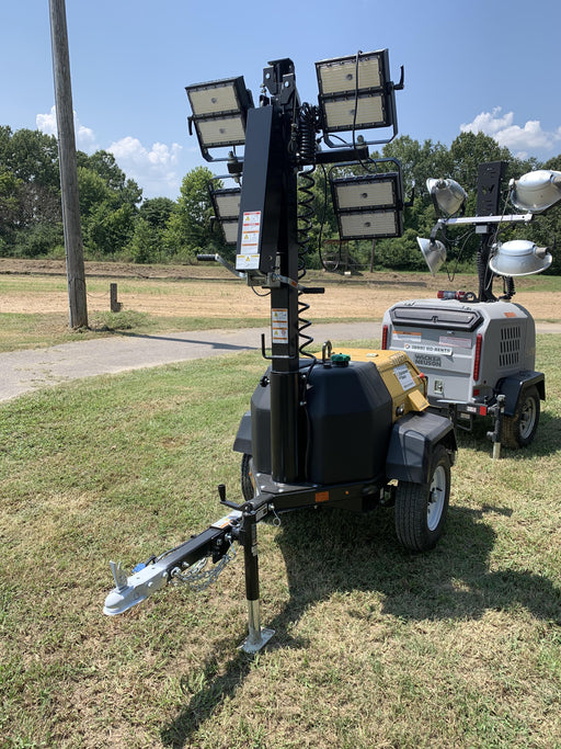 2021 Allmand NLV3GR (4) LED Light Fixture 350W, 23' Vertical Mast, 3kW Prime, Towable, Deep Sea L401, Leveling Jacks, Yanmar T4F 5.8hp