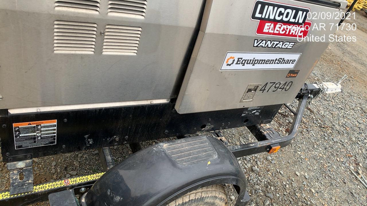 2019 Lincoln Electric Vantage 322 Ready-Pak 3, Two Wheel Trailer, Fender and Light Kit, Cable Rack