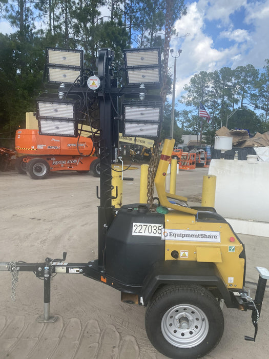 2022 Allmand NLV3GR (4) LED Light Fixture 350W, 23' Vertical Mast, 3kW Prime, Towable, Deep Sea L401, Leveling Jacks, Yanmar T4F 5.8hp