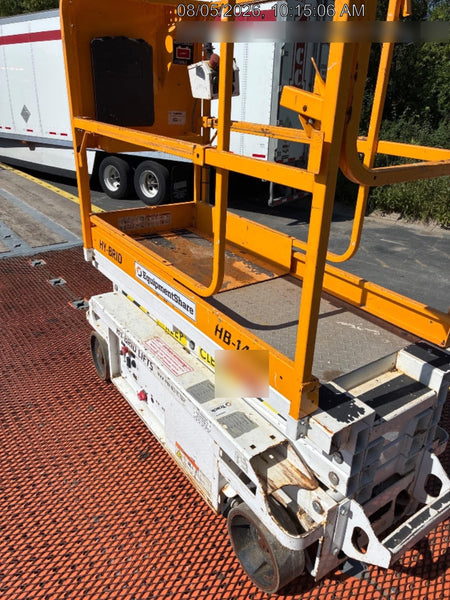 Custom Equipment HB-1430 <ul>
 <li>Hy-Brid Scissor Lift</li>
  <li>Platform capacity up to 670 lbs.</li>
  <li>Working height up to 20 ft</li>
  <li>Weighs under 1,700 lbs.</li>
  <li>Non-marking wheels </li>
</ul>