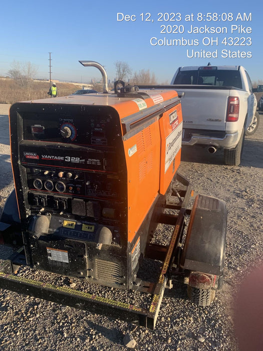 2021 Lincoln Electric Vantage 322 Vantage 322 Ready Pak 3 w/ Decals, ORANGE (includes trailer, cable rack, fender light kit) NO Telematics