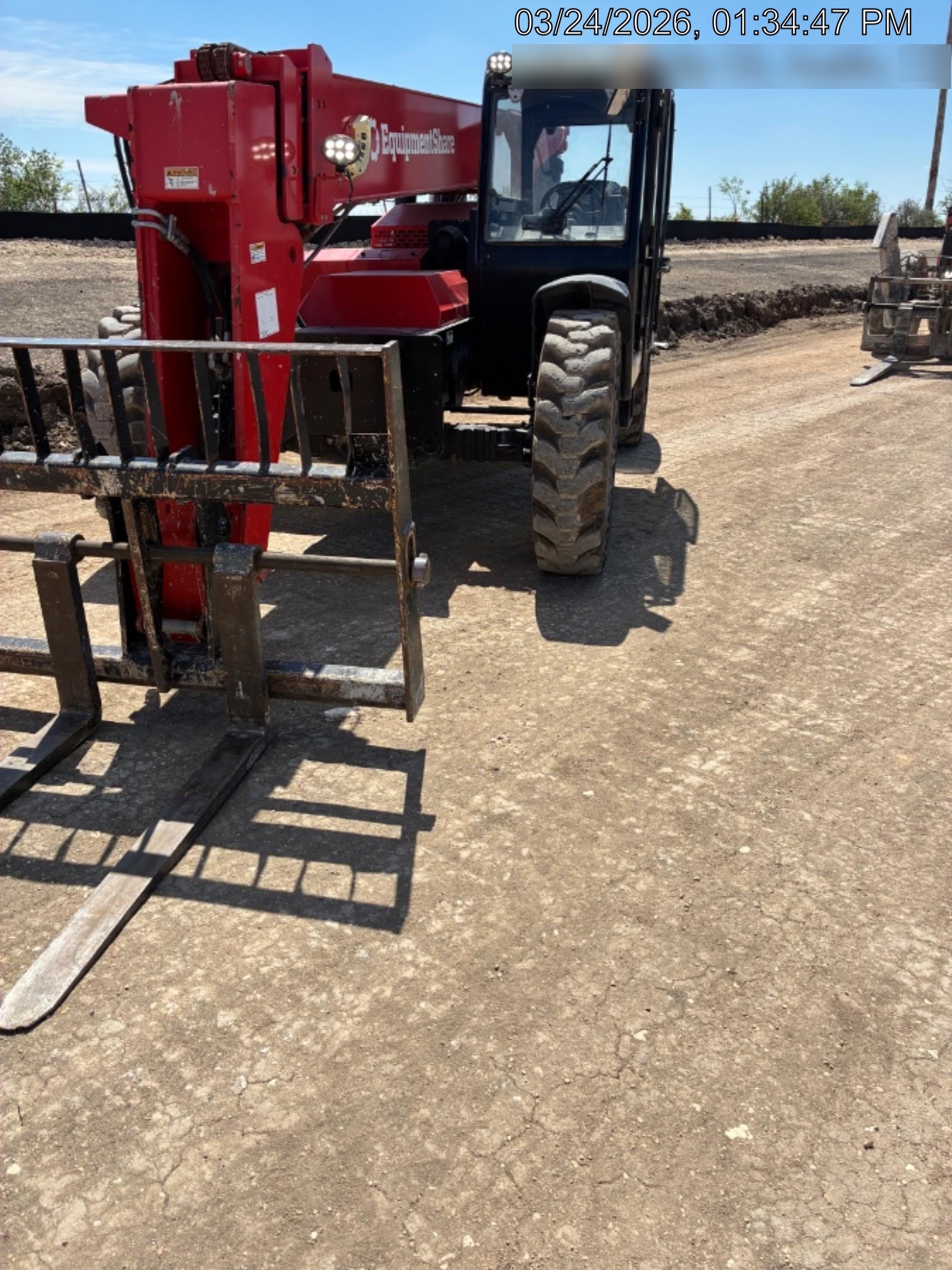 2019 Manitou MTA8044 74hp T4F, Cab/Heat/Air, Cab and Boom LED work lights, Auxiliary Hydraulics, Solid Tires, Amber strobe, Lift Hook 66" Carriage, 60" Forks