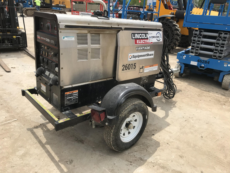 2019 Lincoln Electric Vantage 322 Welder Ready-Pak 3, Two wheel trailer, Fender and Light kit, Cable Rack