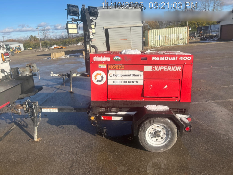 2022 Shindaiwa DGW400MDL Kubota D902 Engine, 23 HP, Dual Op Welder, Wire, Arc, Droop Stick, Tig, and CC Stick Functionality, Simulphase, 3 Phase and 1 Phase Gen Output, Single Axle NB Trlr, Slr Trckl Chrg 12V 12W, Fire Ext