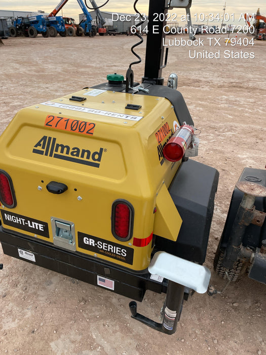 2022 Allmand NLV3GR (4) LED Light Fixture 350W, 23' Vertical Mast, 3kW Prime, Towable, ES Decals, T3