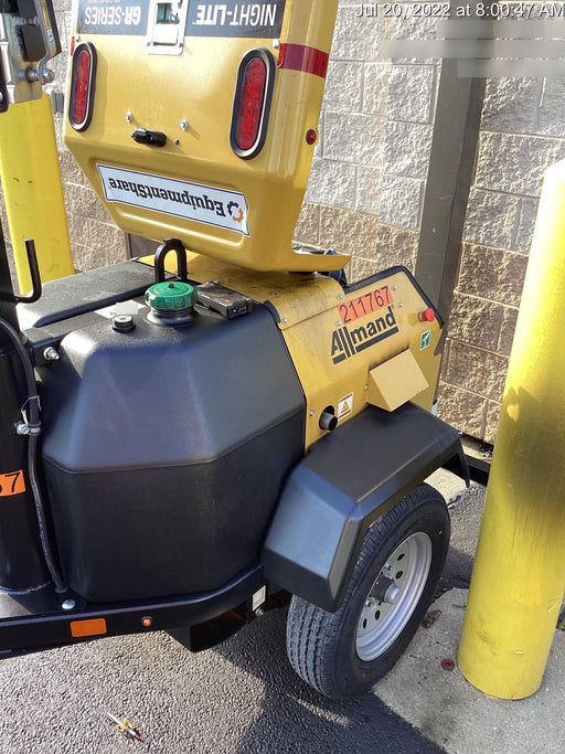 2022 Allmand NLV3GR (4) LED Light Fixture 350W, 23' Vertical Mast, 3kW Prime, Towable, Deep Sea L401, Leveling Jacks, Yanmar T4F 5.8hp