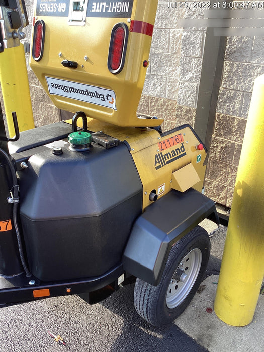 2022 Allmand NLV3GR (4) LED Light Fixture 350W, 23' Vertical Mast, 3kW Prime, Towable, Deep Sea L401, Leveling Jacks, Yanmar T4F 5.8hp