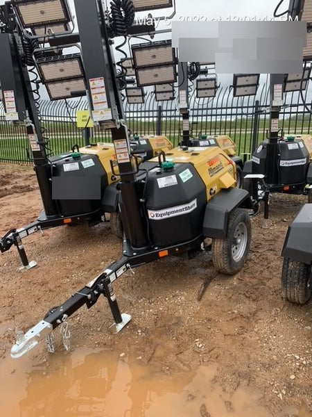 2022 Allmand NLV3GR (4) LED Light Fixture 350W, 23' Vertical Mast, 3kW Prime, Towable, Deep Sea L401, Leveling Jacks, Yanmar T4F 5.8hp