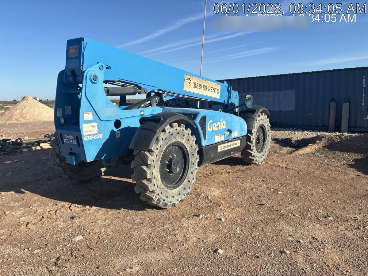2019 Genie GTH-636 Canopy, Solid RT Tires, LED Work Lights, Beacon 60" QA Carriage, 48" Forks
