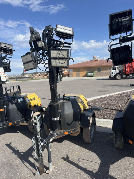 2022 Allmand NLV3GR (4) LED Light Fixture 350W, 23' Vertical Mast, 3kW Prime, Towable, Deep Sea L401, Leveling Jacks, Yanmar T4F 5.8hp