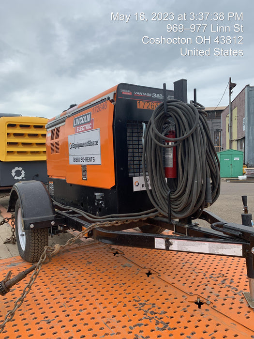 2021 Lincoln Electric Vantage 322 Vantage 322 Ready Pak 3 w/ Decals, ORANGE (includes trailer, cable rack, fender light kit) NO Telematics