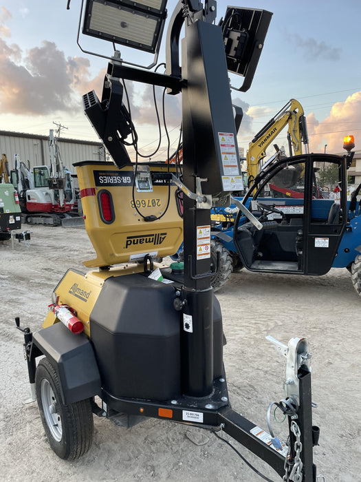 2022 Allmand NLV3GR (4) LED Light Fixture 350W, 23' Vertical Mast, 3kW Prime, Towable, Deep Sea L401, Leveling Jacks, Yanmar T4F 5.8hp