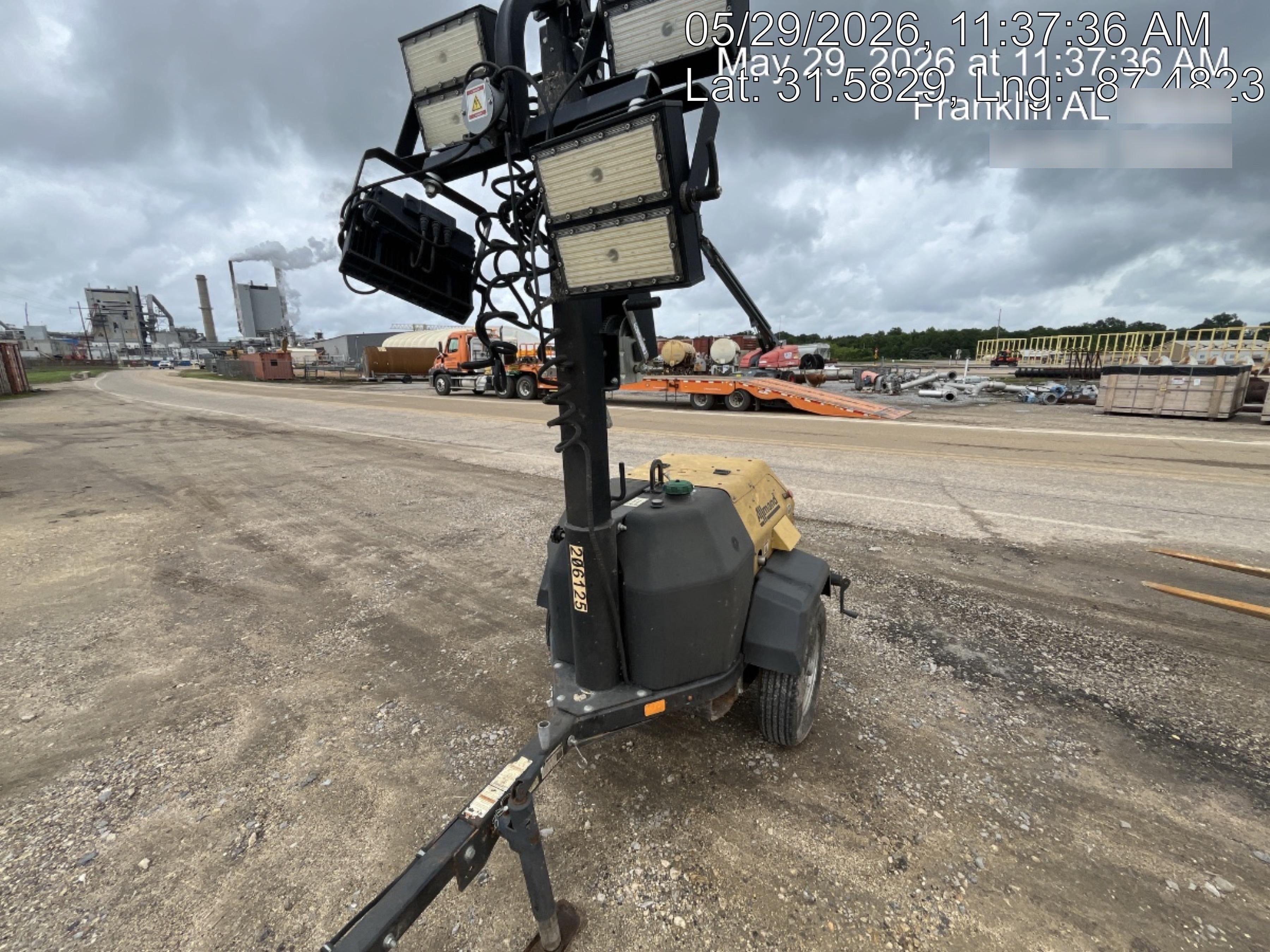 2022 Allmand NLV3GR (4) LED Light Fixture 350W, 23' Vertical Mast, 3kW Prime, Towable, Deep Sea L401, Leveling Jacks, Yanmar T4F 5.8hp