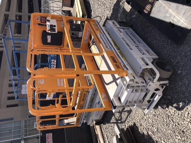 Custom Equipment HB-1430 <ul>
 <li>Hy-Brid Scissor Lift</li>
  <li>Platform capacity up to 670 lbs.</li>
  <li>Working height up to 20 ft</li>
  <li>Weighs under 1,700 lbs.</li>
  <li>Non-marking wheels </li>
</ul>