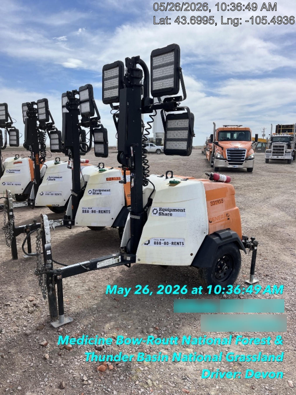 2023 Generac MLT2 Diesel, Flex Switch 120V Input, Powerzone Controller, (4) 320W LED Lights, 4kW Generator, 39.9 Gal Fuel Tank, 2" Ball, T3