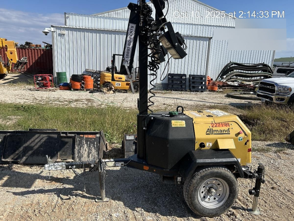 2022 Allmand NLV3GR (4) LED Light Fixture 350W, 23' Vertical Mast, 3kW Prime, Towable, Deep Sea L401, Leveling Jacks, Yanmar T4F 5.8hp