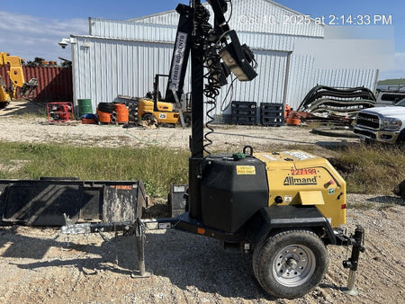 2022 Allmand NLV3GR (4) LED Light Fixture 350W, 23' Vertical Mast, 3kW Prime, Towable, Deep Sea L401, Leveling Jacks, Yanmar T4F 5.8hp