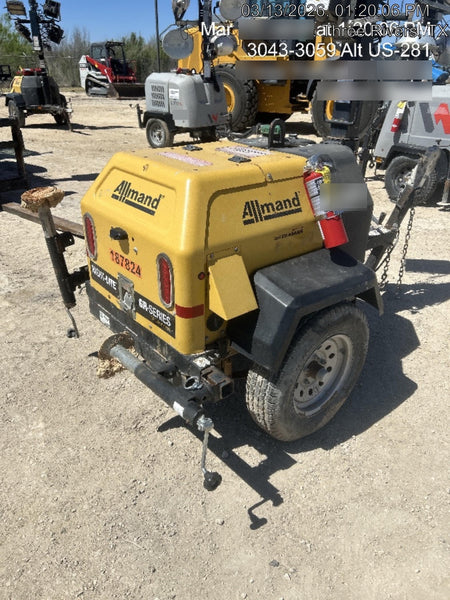 Allmand NLV3GR (4) LED Light Fixture 350W, 23' Vertical Mast, 3kW Prime, Towable, Deep Sea L401, Leveling Jacks, Yanmar T4F 5.8hp