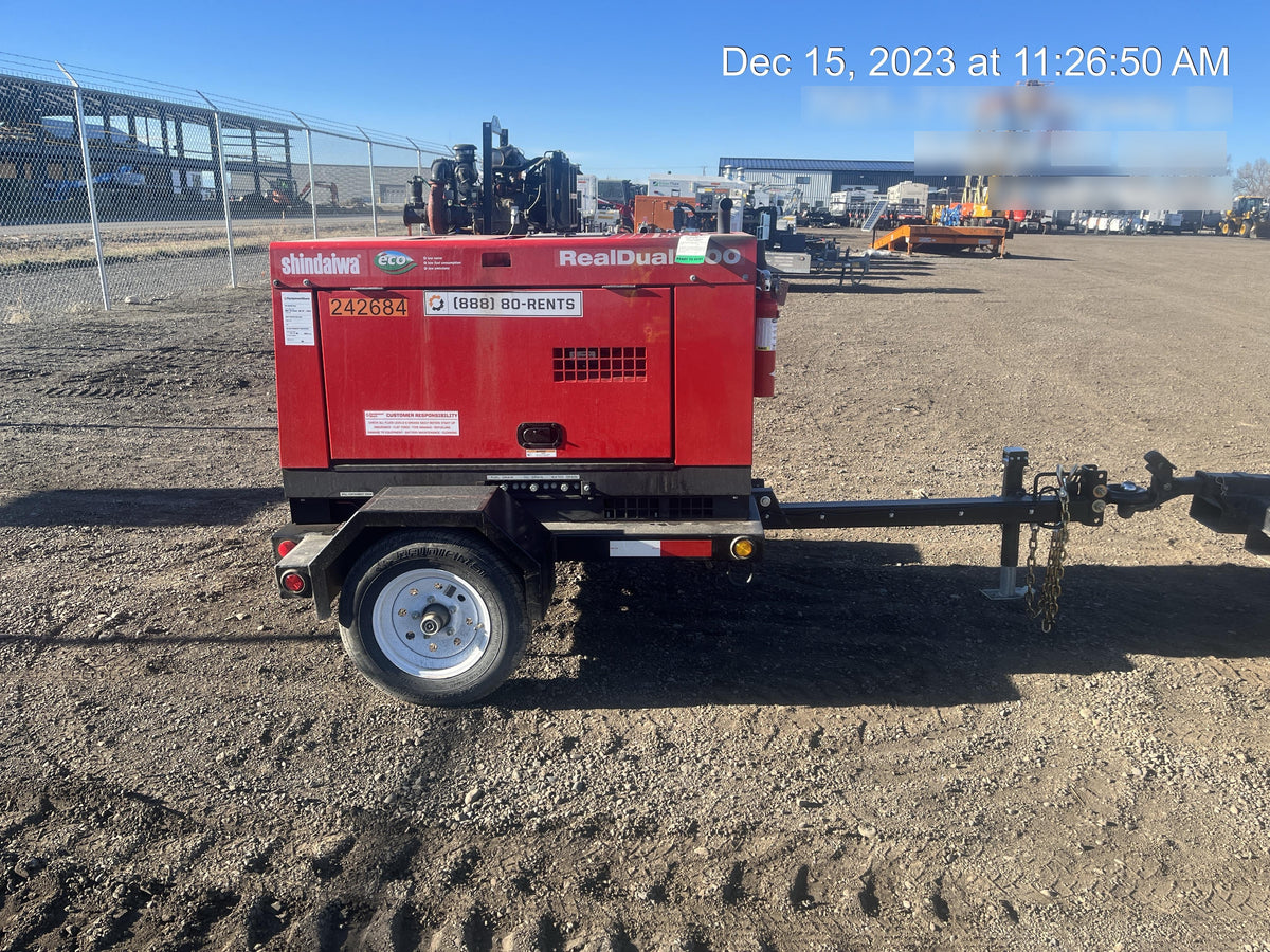 2022 Shindaiwa DGW400MDL Kubota D902 Engine, 23 HP, Dual Op Welder, Wire, Arc, Droop Stick, Tig, and CC Stick Functionality, Simulphase, 3 Phase and 1 Phase Gen Output, Single Axle NB Trlr, Slr Trckl Chrg 12V 12W, Fire Ext