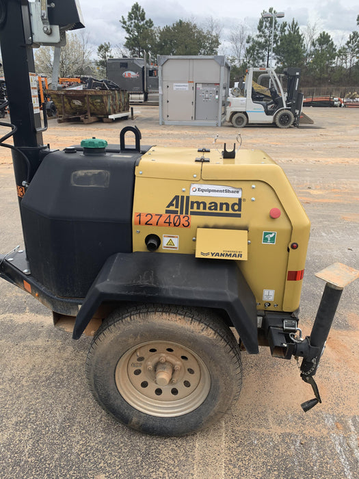 2021 Allmand NLV3GR (4) LED Light Fixture 350W, 23' Vertical Mast, 3kW Prime, Towable, Deep Sea L401, Leveling Jacks, Yanmar T4F 5.8hp