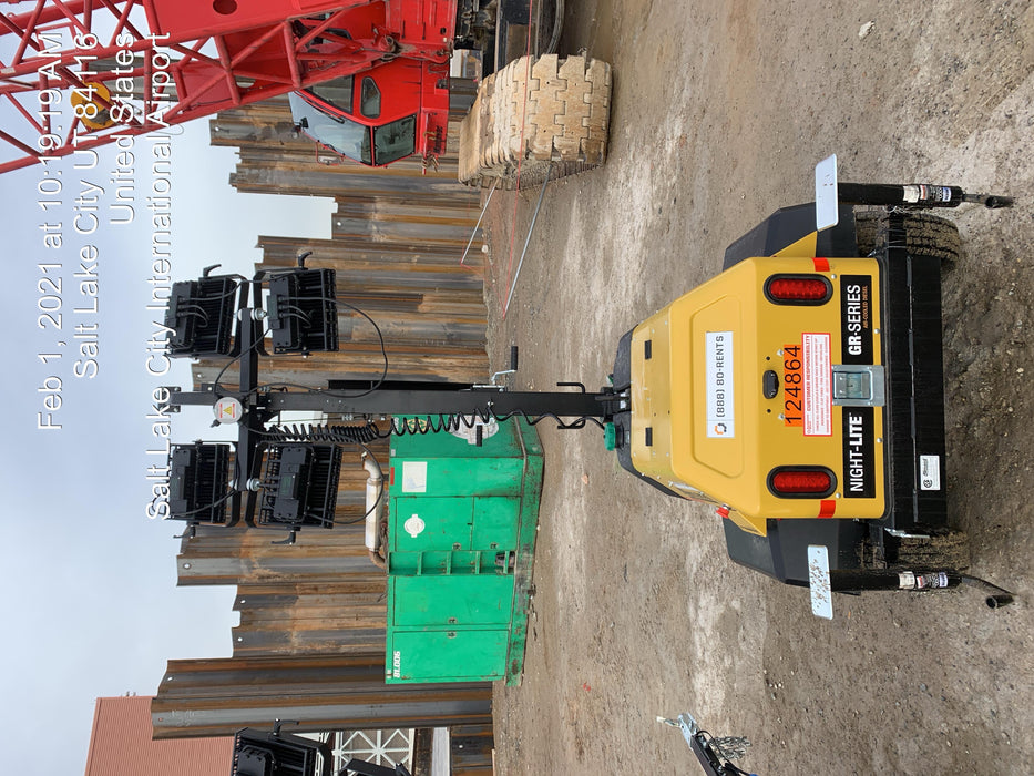 2020 Allmand NLV3GR (4) LED Light Fixture 350W, 23' Vertical Mast, 3kW Prime, Towable, Deep Sea L401, Leveling Jacks, Yanmar T4F 5.8hp